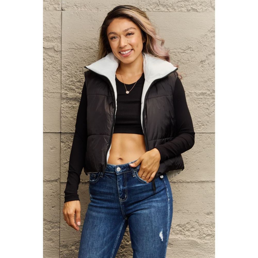Zip-Up Drawstring Puffer Vest